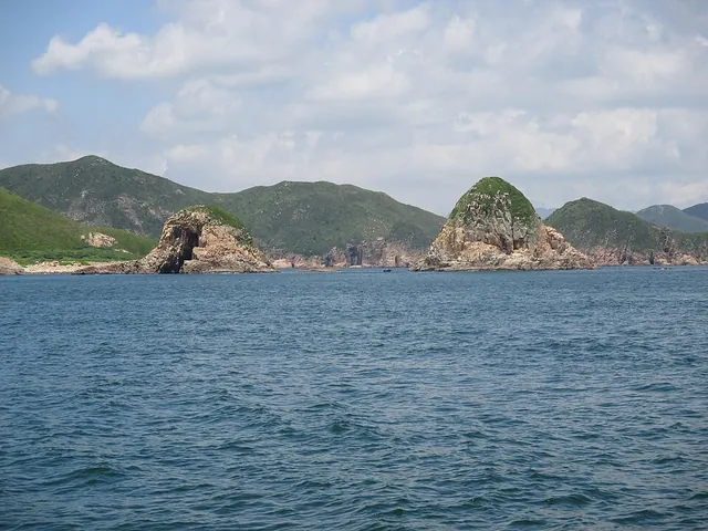 Pyramid Rock on the right