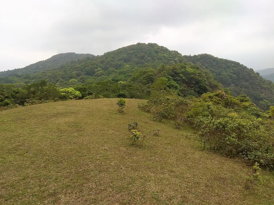 At Au Mun, with the surrounding wooded hills.